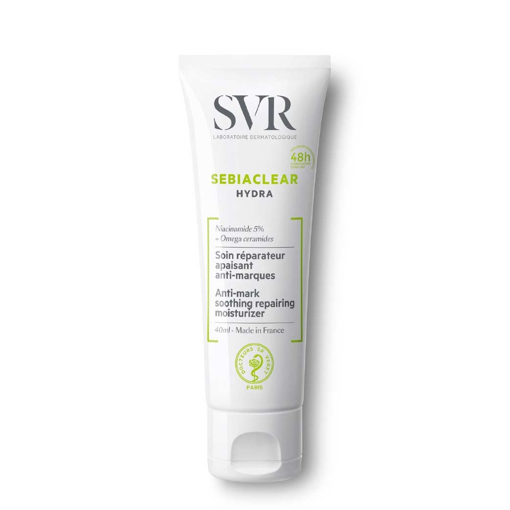 SVR Sebiaclear Hydra - Soin hydratant réparateur apaisant anti-marques pour peaux à tendance acnéiques sous traitement desséchant - 40ml