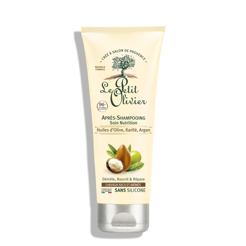LE PETIT OLIVIER Huile d'Olive, Karité, Argan - Après-shampooing crème soin nutrition pour cheveux secs et abîmés - 200ml