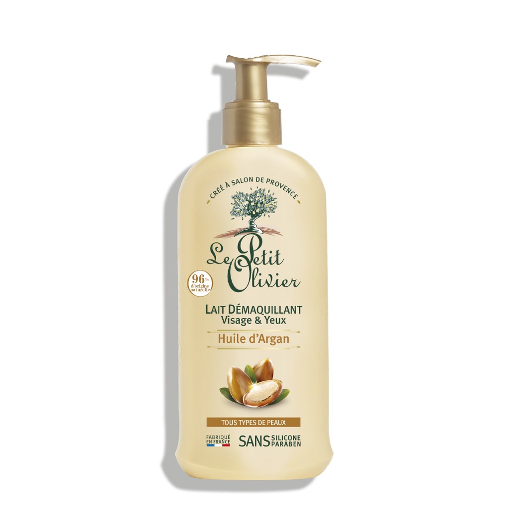 LE PETIT OLIVIER Huile d'Argan - Lait démaquillant pour le visage et les yeux, pour tous types de peaux - 200ml