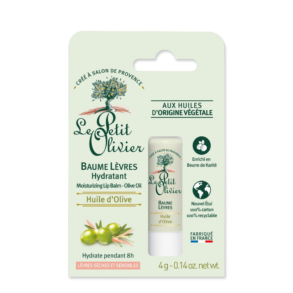 LE PETIT OLIVIER Huile d'Olive - Baume à lèvres hydratant pour lèvres sèches et sensibles - 4g