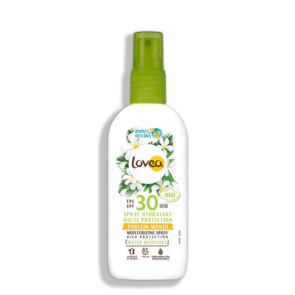 LOVEA Solaire Bio - Spray solaire hydratant haute protection SPF30 pour le visage et le corps réstistant à l'eau - 100ml