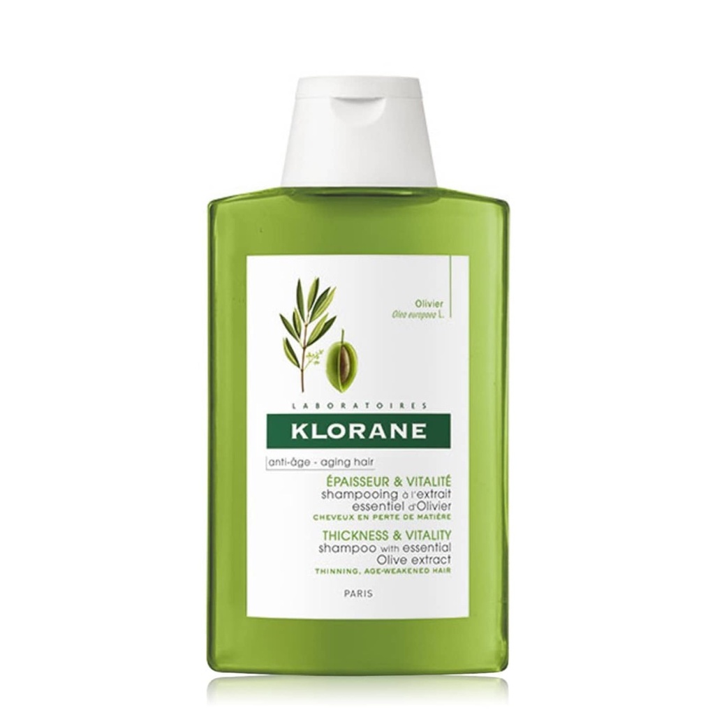 KLORANE Extrait Essentiel d'Olivier - Shampooing épaisseur et vitalité pour cheveux en perte de densité - 200ml