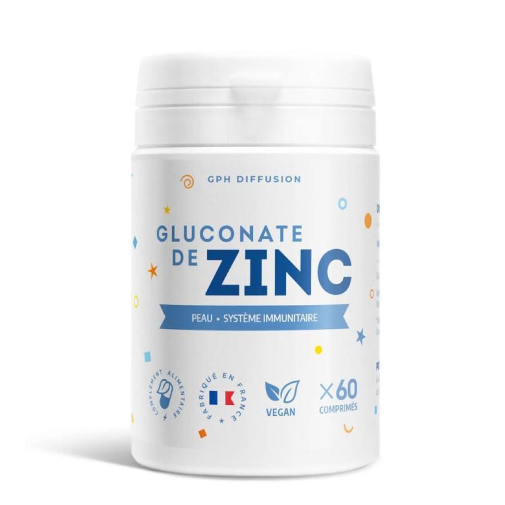 GPH Diffusion Gluconate de Zinc - Complément alimentaire Défenses immunitaires - 60 comprimés