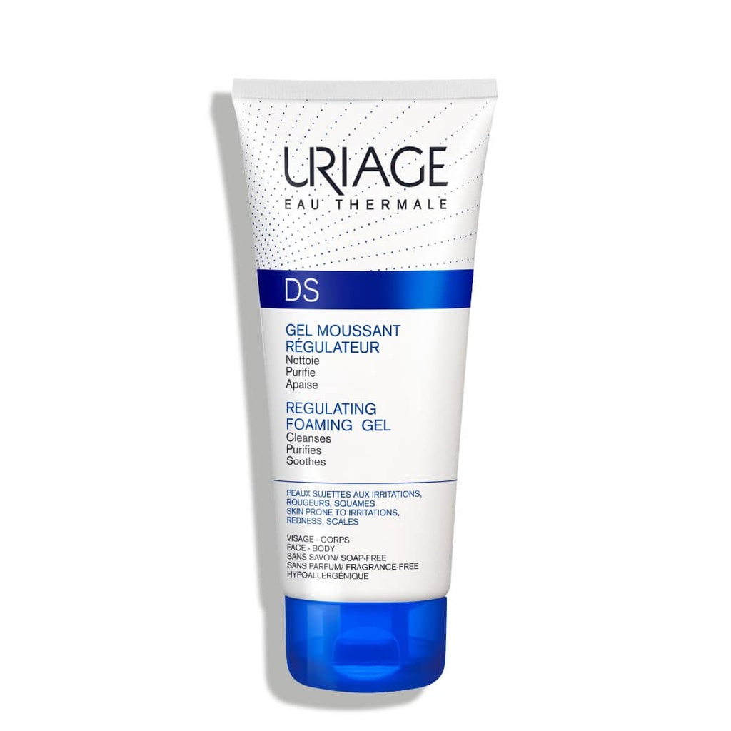 URIAGE D.S. Gel Moussant - Gel nettoyant purifiant apaisant pour peaux sujettes à rougeurs, irritations et squames - 150ml