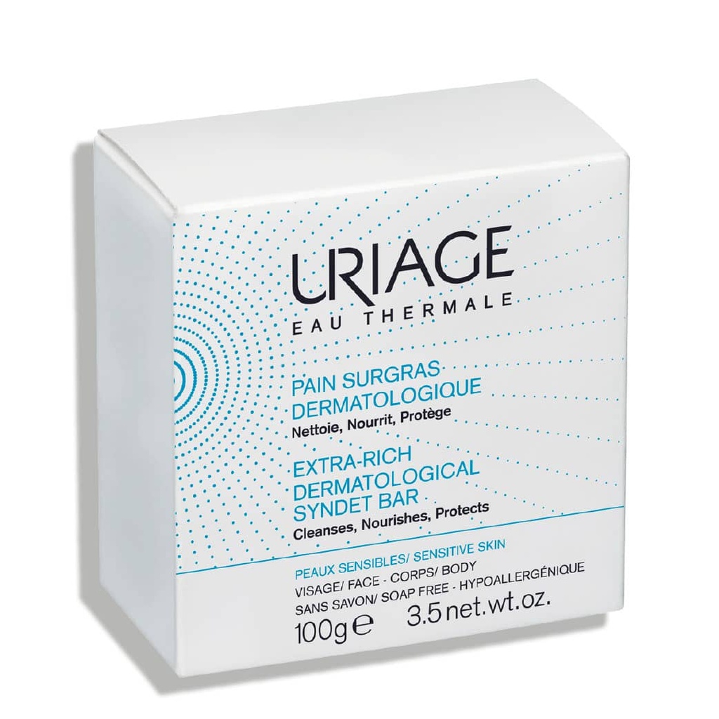 URIAGE Pain Surgras Dermatologique - Nettoyant nourrissant protecteur pour peaux sensibles du visage et du corps - 100g