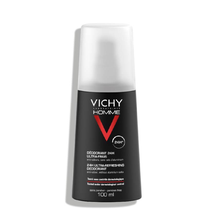 VICHY HOMME Déodorant Ultra-frais 24h - Anti-odeur, sans sels d'aluminium - 100ml