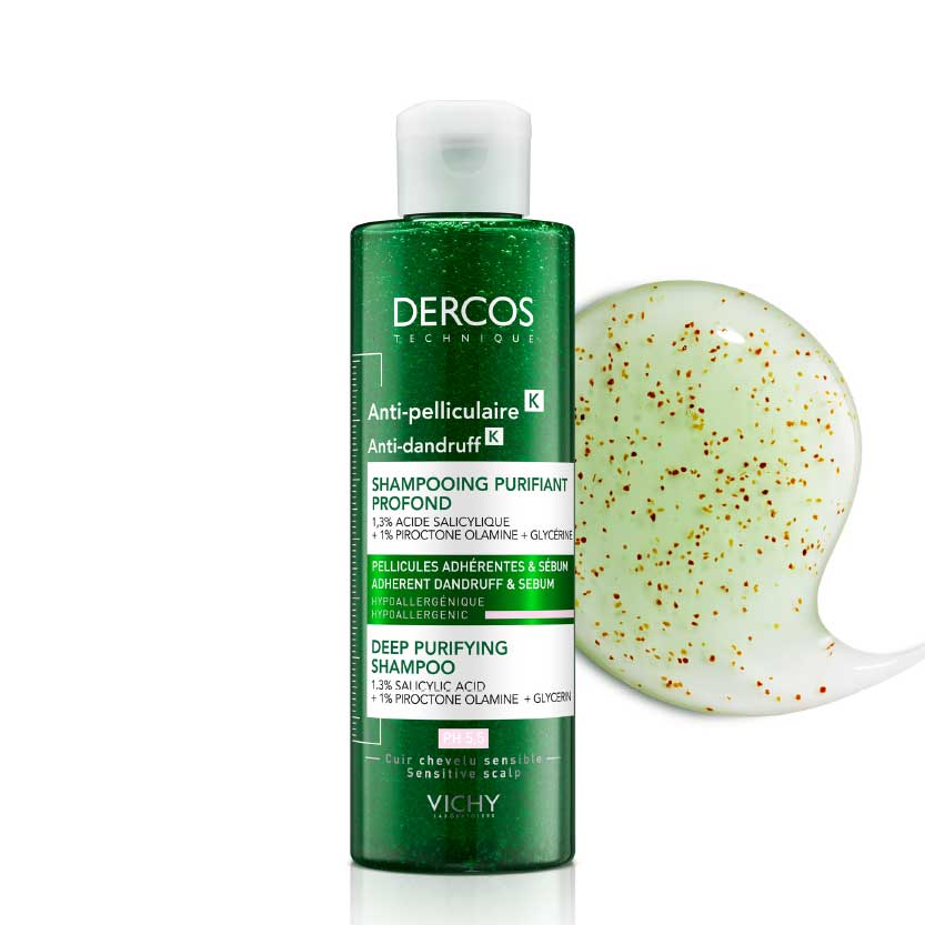 DERCOS Anti-Pelliculaire K - Shampooing purifiant profond anti-pellicules adhérantes et sébum - 250ml