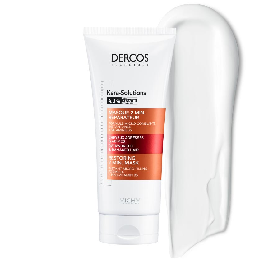 DERCOS Kéra-Solutions - Masque 2 min réparateur pour cheveux agressés et abîmés - 200ml