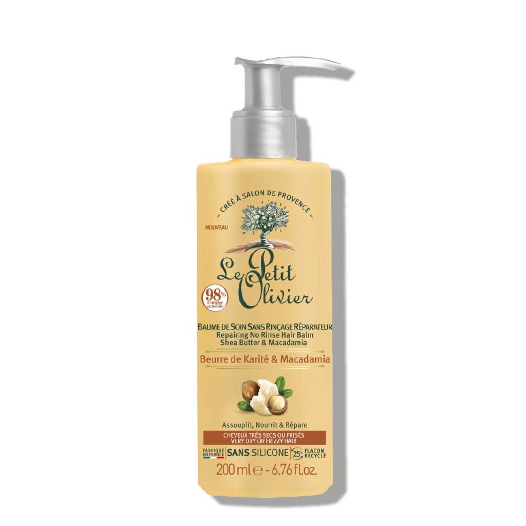 LE PETIT OLIVIER Beurre de Karité & Macadamia - Baume de soin sans rinçage pour cheveux très secs ou frisés - 200ml