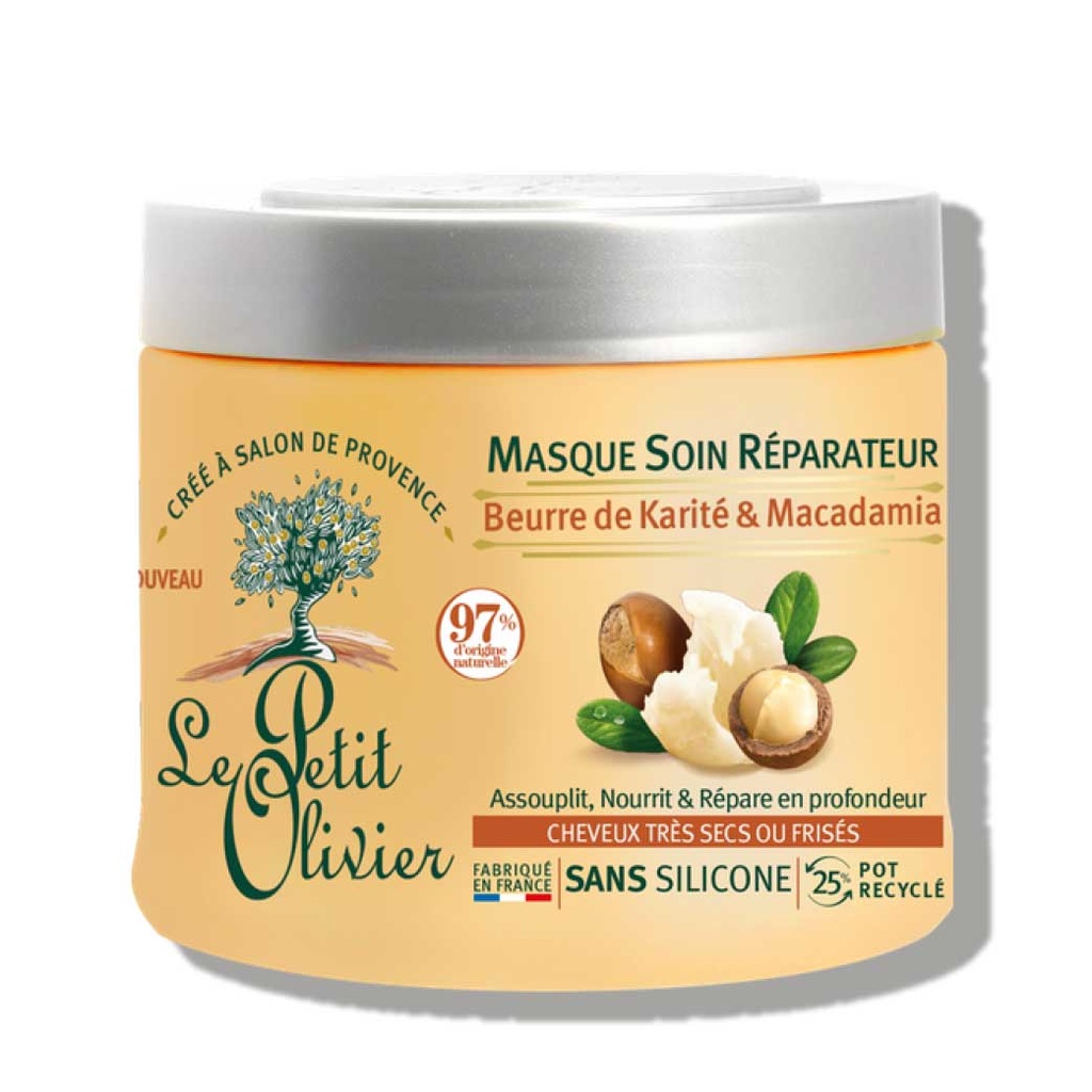 LE PETIT OLIVIER Beurre de Karité & Macadamia - Masque soin réparateur pour cheveux très secs ou frisés - 330ml