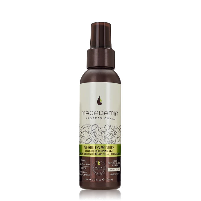 MACADAMIA Weightless Moisture Leave-in Conditioning Mist - Démêlant hydratant léger en brumisateur pour cheveux fins - 100ml