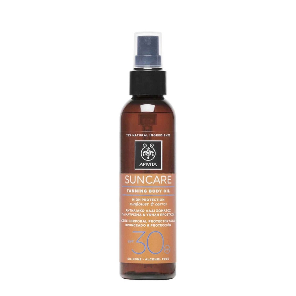 APIVITA Suncare - Huile bronzante pour le corps, haute protection SPF30 - 150ml