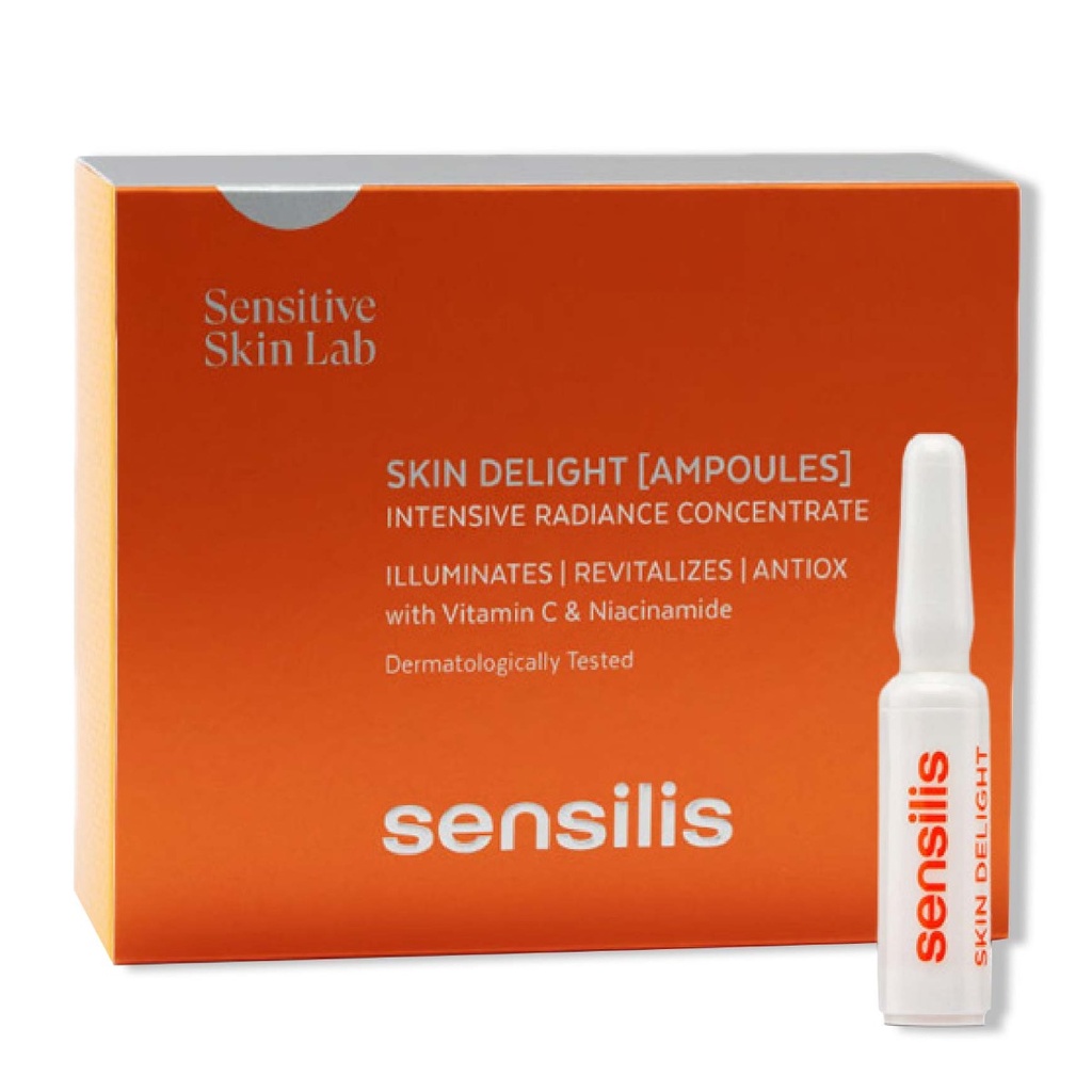 SENSILIS Skin Delight [Ampoules] - Ampoules illuminatrices, antioxydantes et revitalisantes pour peaux ternes et dévitalisées - 1,5ml x 15 Ampoules