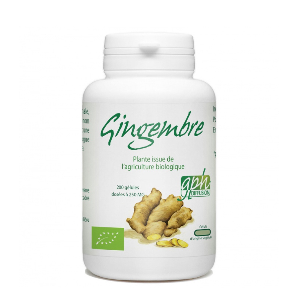 GPH Diffusion Gingembre BIO - Complément alimentaire Forme et vitalité / Libido / Digestion - 200 gélules