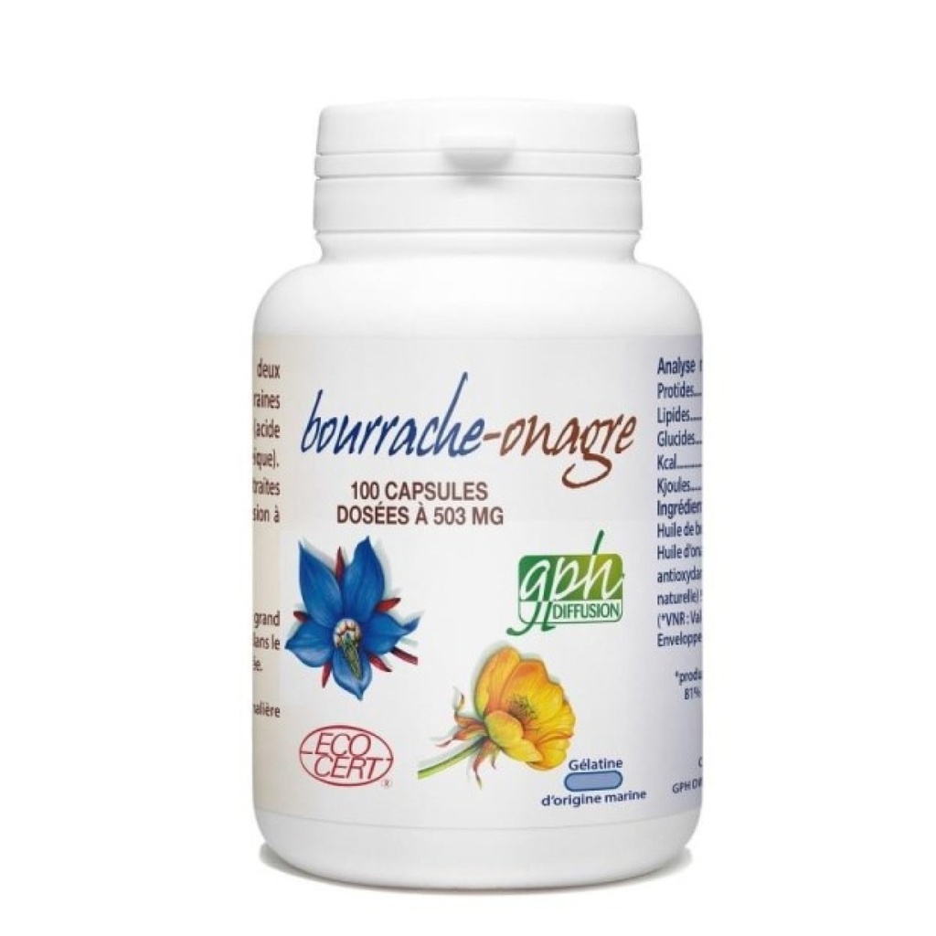 Bio Atlantic Bourrache Onagre BIO - Complément alimentaire Confort féminin / Ménopause - 100 capsules