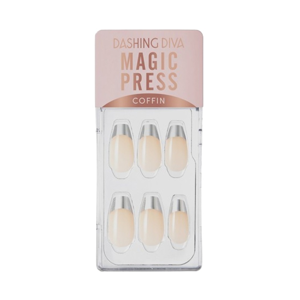 DASHING DIVA Magic Press Nails Silver Chic French