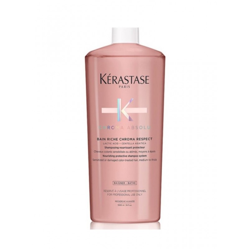 KERASTASE Chroma Absolu Bain Riche Chroma Respect - Shampooing nourrissant protecteur cheveux colorés sensibilisés ou abîmés, moyens à épais