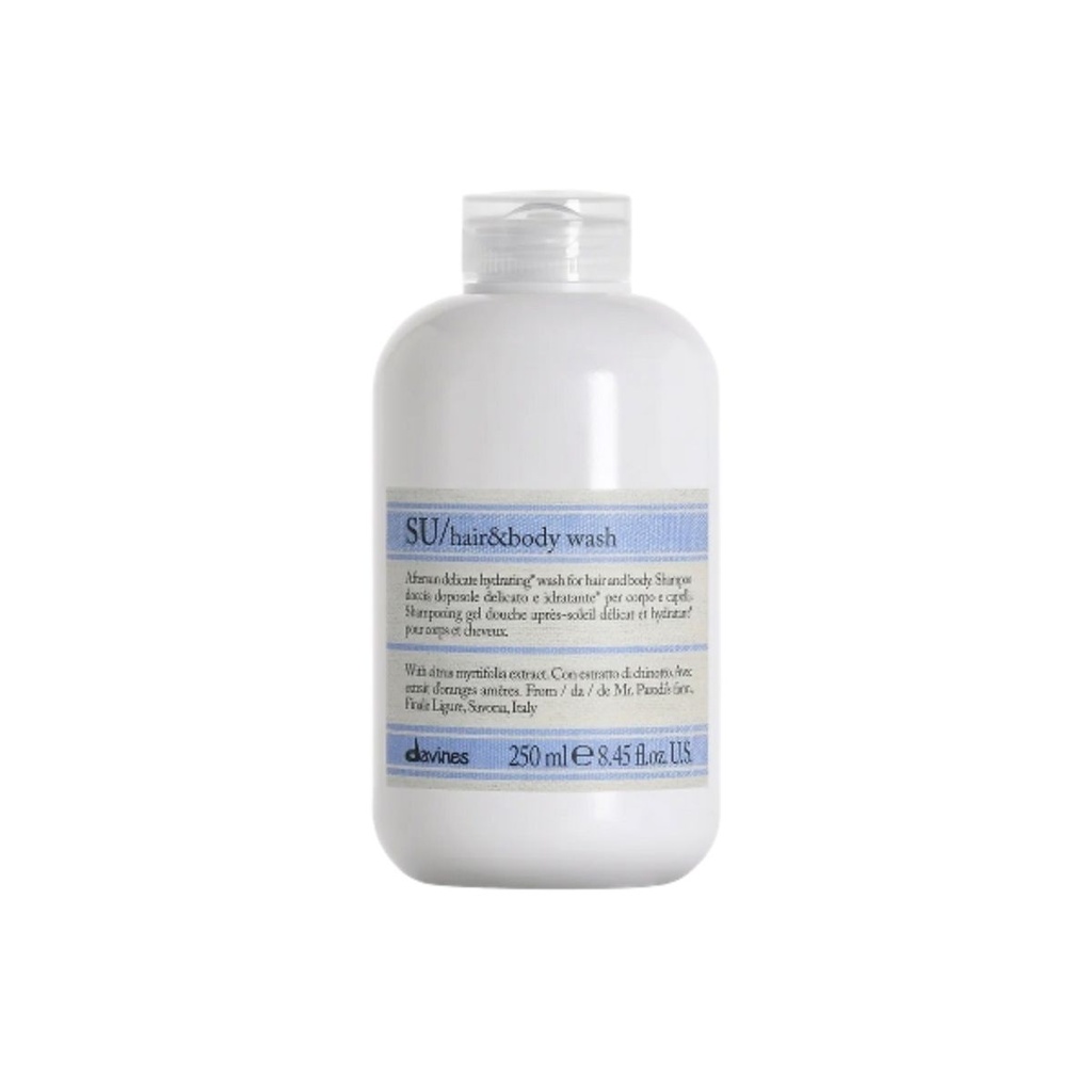 DAVINES Su Hair & Body Wash - Shampooing gel-douche après-soleil hydratant pour cheveux et corps - 250ml