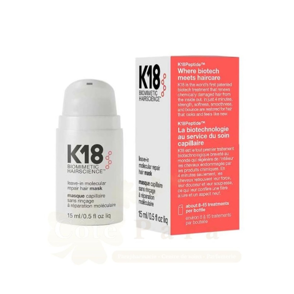 K18 Leave-in Molecular Repair Hair Mask - Masque capillaire sans rinçage à réparation moléculaire pour tous types de cheveux