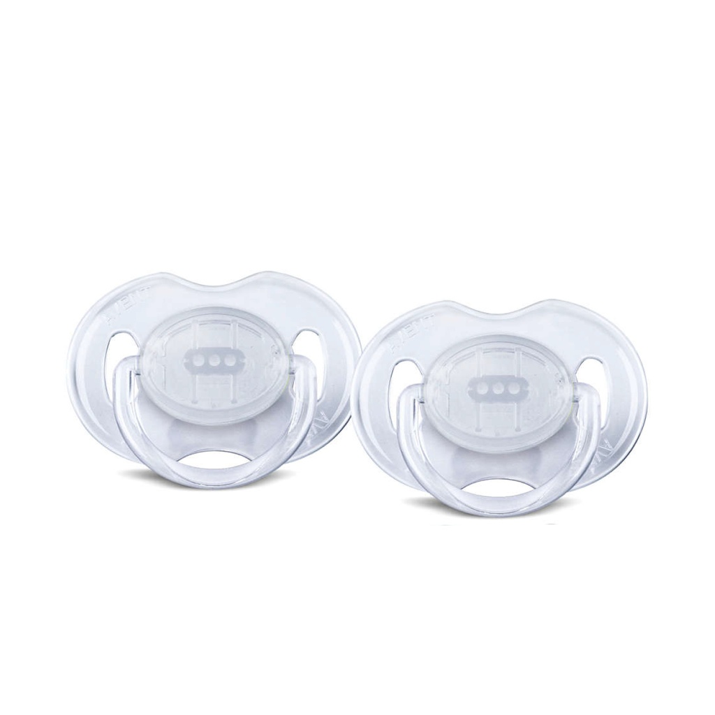 AVENT Translucide - Lot de 2 sucettes orthodontiques translucides 0 à 6 mois