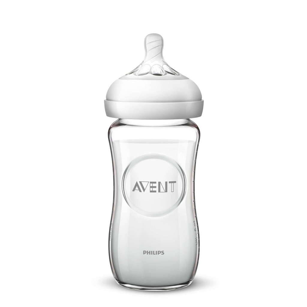 AVENT Natural - Biberon en verre allaitement mixte 1mois et + 240ml