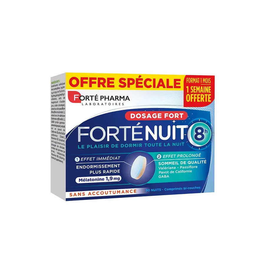 FORTE PHARMA Forténuit - Complément alimentaire mélatonine 1.9mg endormissement rapide sommeil de qualité sans accoutumance
