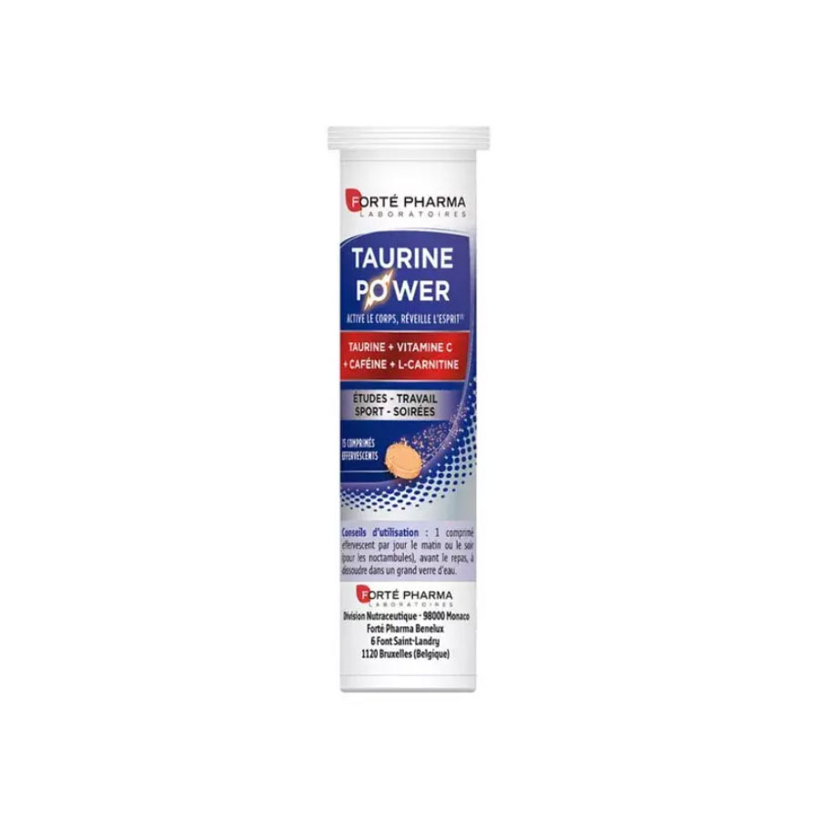FORTE PHARMA Taurine Power - Complément alimentaire booster Études Travail Sport Soirées - 15 comprimés