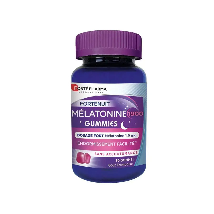 FORTE PHARMA Forténuit Mélatonine 1900 - Complément alimentaire mélatonine dosage fort 1.9mg sans accoutumance - 30 gommes