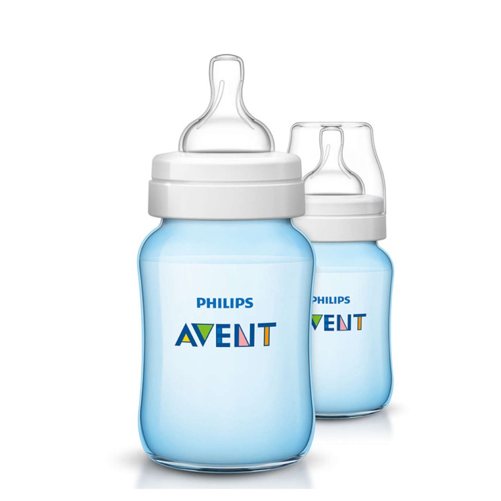 AVENT Classic + - 2 biberons système anti-coliques 0 mois et + 260ml Bleu