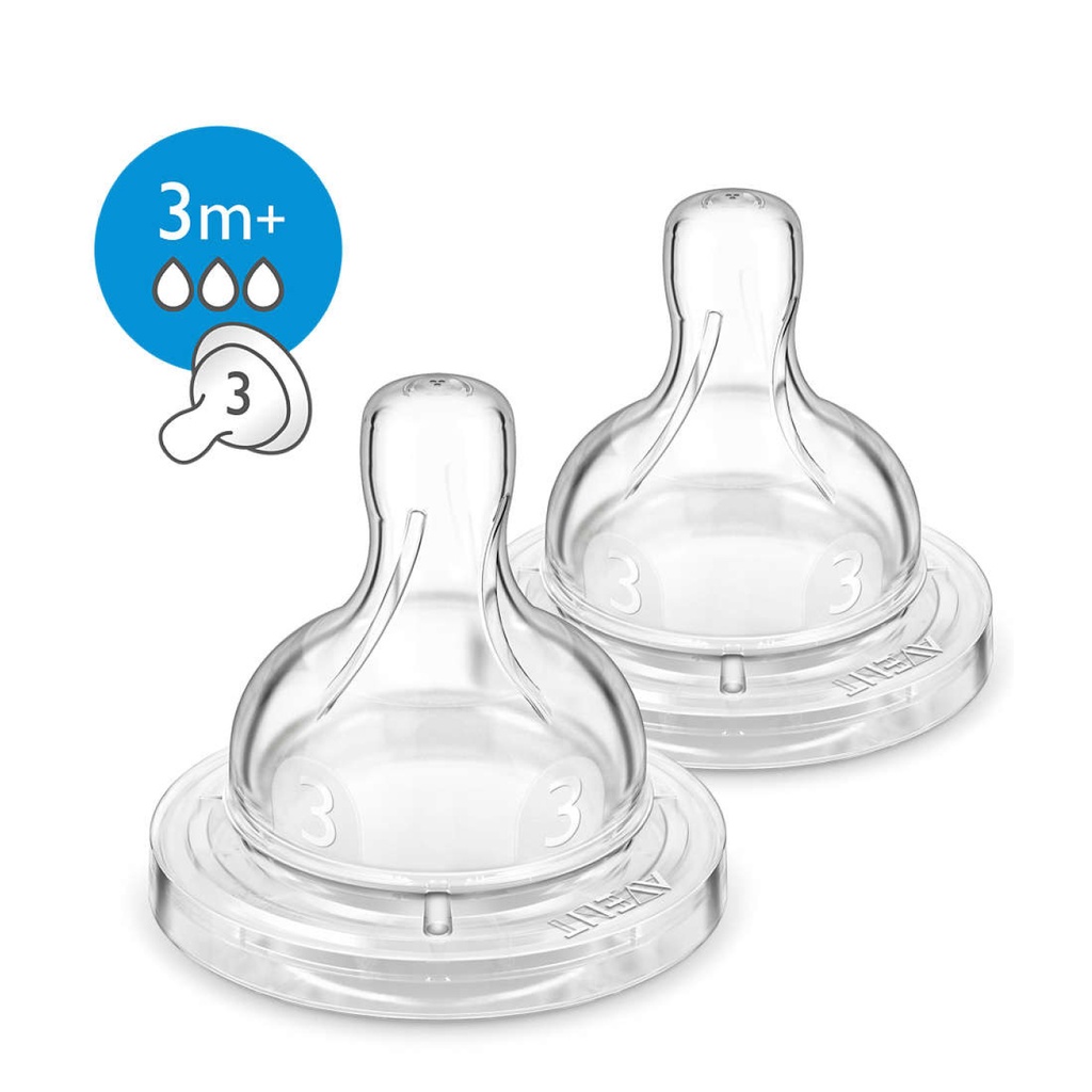 AVENT Anti-colic - 2 tétines à débit moyen système anti-coliques 3 mois et +