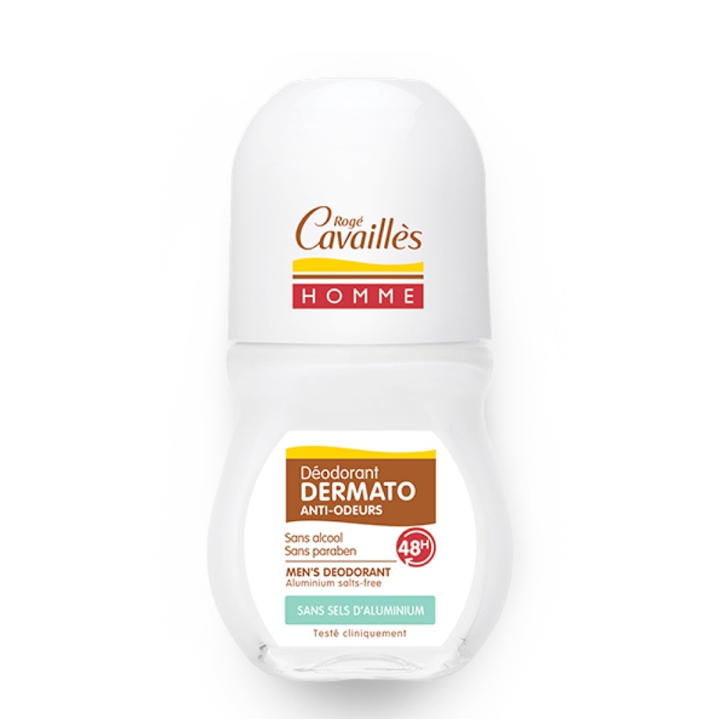ROGÉ CAVAILLES Roll-On Déodorant Homme Dermato - Anti-odeurs  efficacité 48h sans sels d'aluminium