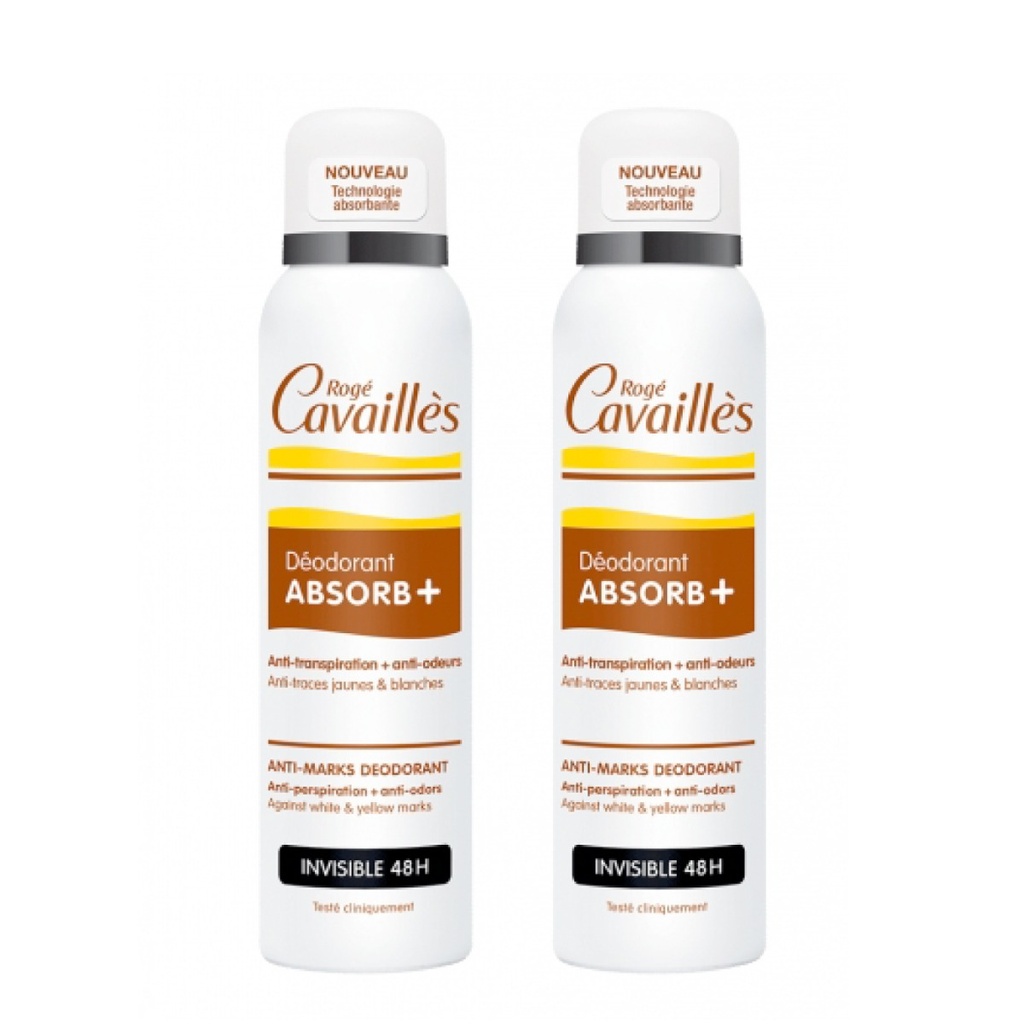 ROGÉ CAVAILLES Absorb + - Déodorant spray invisible 48h - Lot de 2