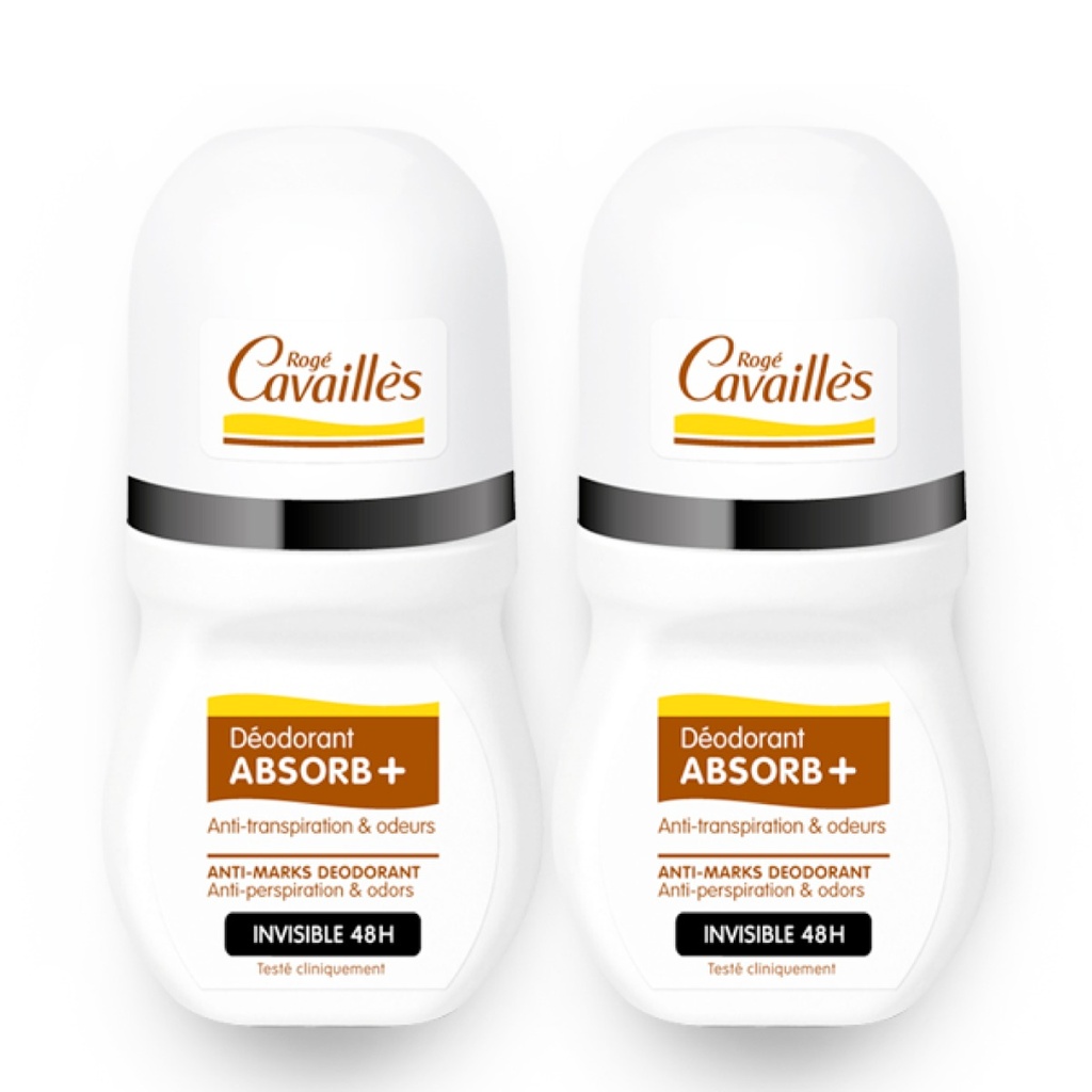 ROGÉ CAVAILLES Absorb + - Déodorant roll-on invisible 48h - Lot de 2