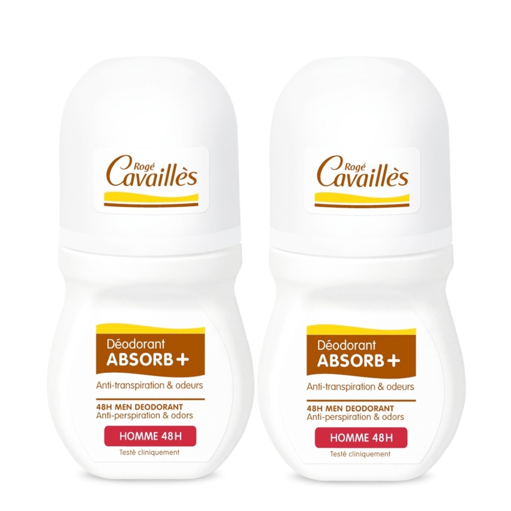 ROGÉ CAVAILLES Absorb + - Déodorant roll-on Homme 48h - Lot de 2
