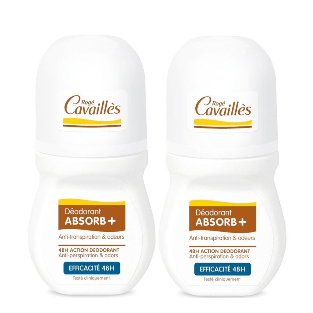 ROGÉ CAVAILLES Absorb + - Déodorant roll-on efficacité 48h - Lot de 2