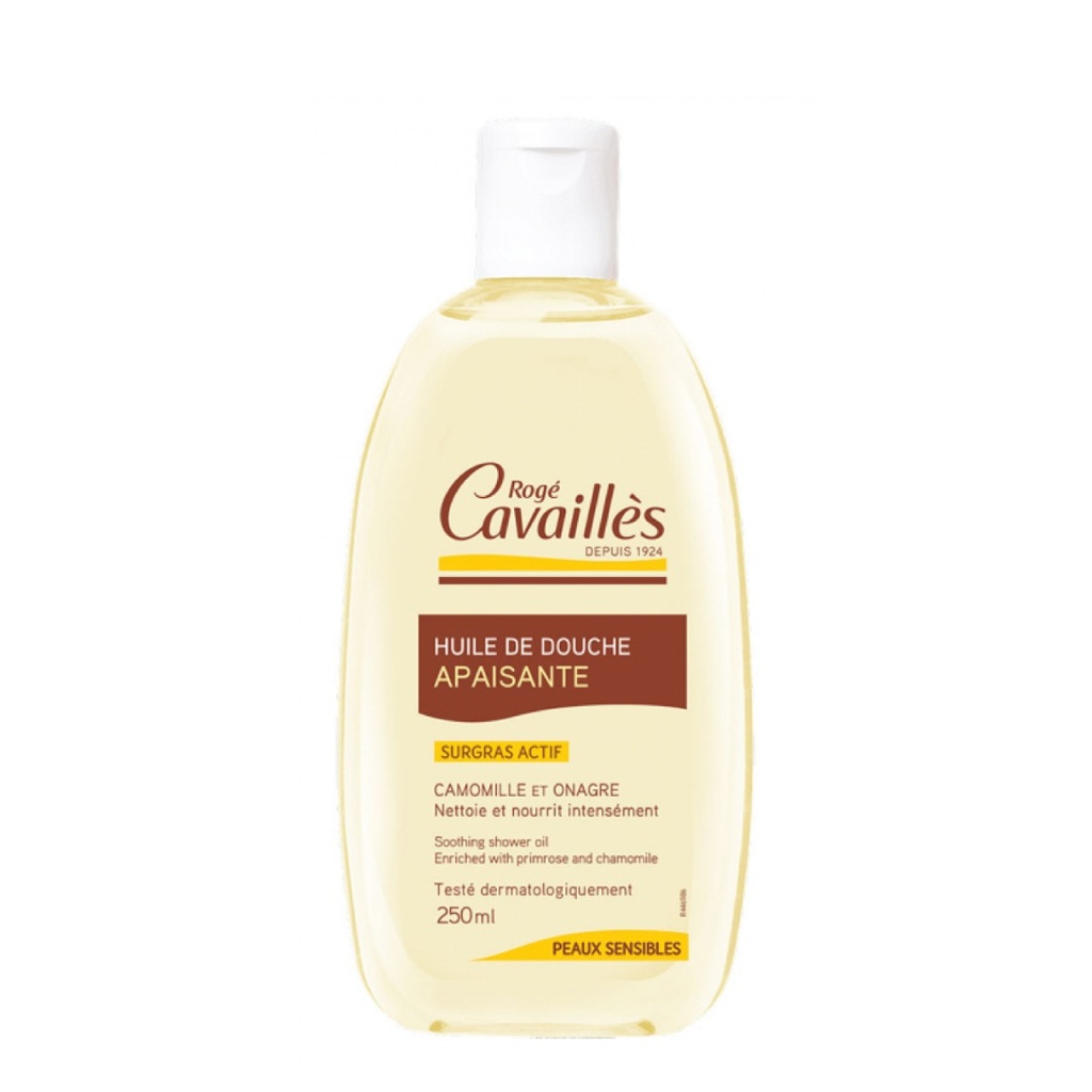 ROGÉ CAVAILLES Huile Bain et Douche Satinante - Huile d'onagre et camomille peaux sensibles et sèches