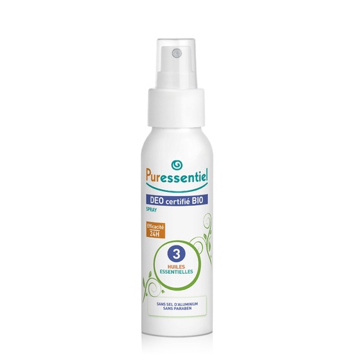 [PRSD49.DSA050] PURESSENTIEL Déo Certifié Bio - Déodorant spray efficacité 24h sans sel d'aluminium - 50ml