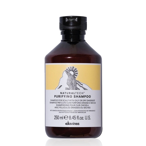 DAVINES Naturaltech Purifying Shampoo - Shampooing pour cuir chevelu avec pellicules grasses ou sèches