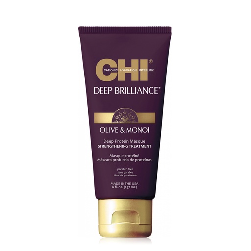 [CHIN04.MPC237] CHI Deep Brilliance Olive & Monoi - Masque protéiné fortifiant pour cheveux très abîmés et cassants - 237ml
