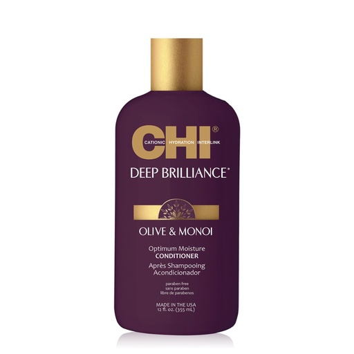 CHI Deep Brilliance Olive & Monoi - Après-shampooing hydratation optimale pour cheveux très abîmés et cassants