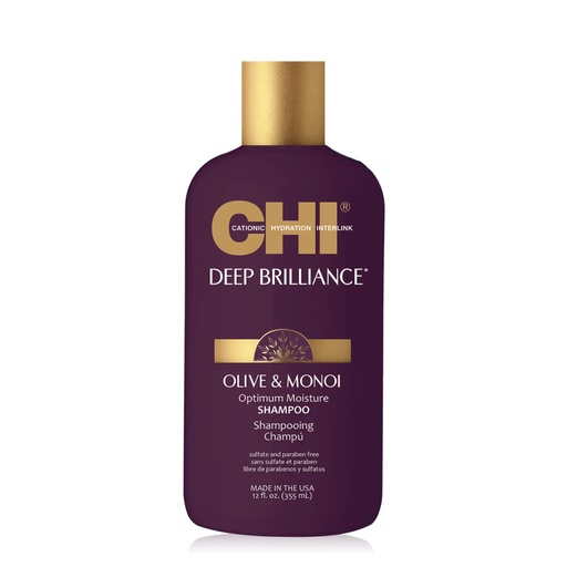 CHI Deep Brilliance Olive & Monoi - Shampooing hydratation optimale pour cheveux très abîmés et cassants
