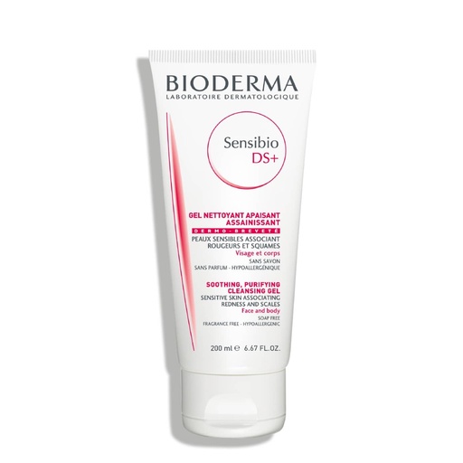 [BDRP32.GNA200] BIODERMA Sensibio DS+ - Gel nettoyant apaisant assainissant pour peaux sensibles associant irritations, rougeurs et squames - 200ml