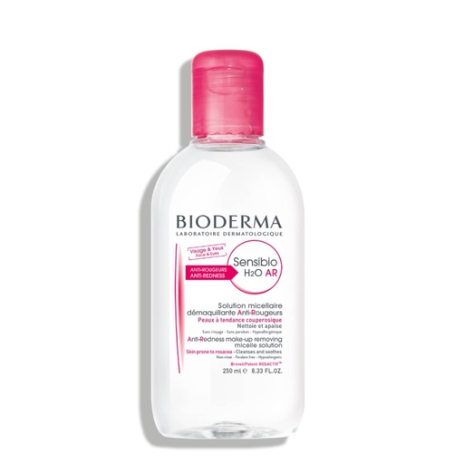[BDRP30.SMC250] BIODERMA Sensibio H2O AR - Solution micellaire démaquillante anti-rougeurs pour peaux sensibles à tendance couperosique - 250ml
