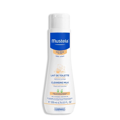 [MUSY06.VSP200] MUSTELA Lait de Toilette - Visage et siège pour peaux sèches bébé et enfants