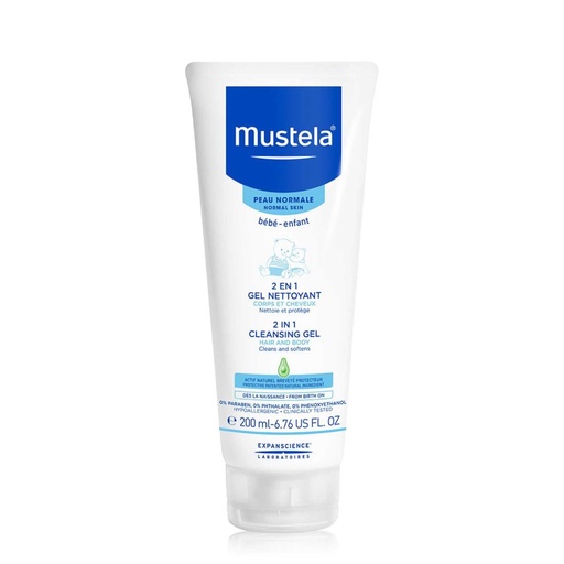 [MUSY06.ACC200] MUSTELA Gel Nettoyant 2-en-1 - Adapté pour le corps et les cheveux de bébé - 200ml