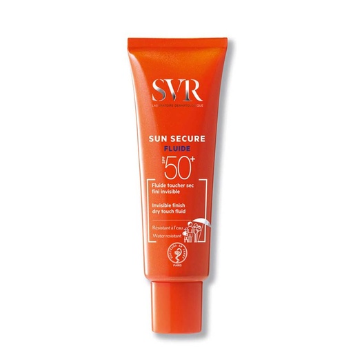 [SVRT12.STS050] SVR Sun Secure Fluide - Fluide solaire toucher sec fini invisible waterproof haute protection SPF50+ pour le visage et le corps des adultes et des enfants - 50ml