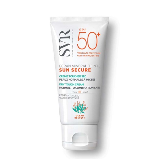 [SVRT12.EMT060] SVR Sun Secure Ecran Mineral Teinté - Crème solaire teintée toucher sec haute protection SPF50+ pour peaux normales à mixtes waterproof - 60g