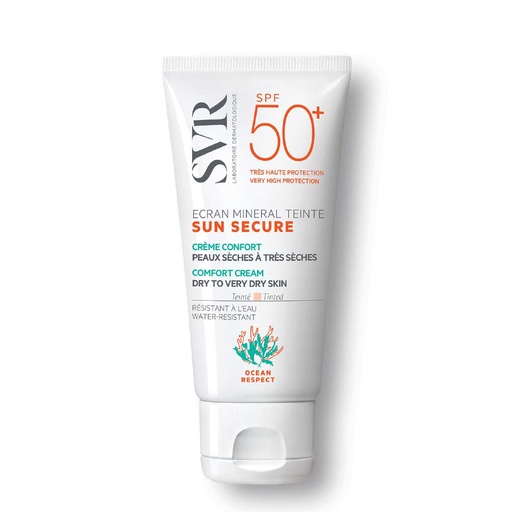 [SVRT12.EMS060] SVR Sun Secure Ecran Mineral Teinté - Crème solaire teintée confort haute protection SPF50+ pour peaux sèches à très sèches waterproof - 60g