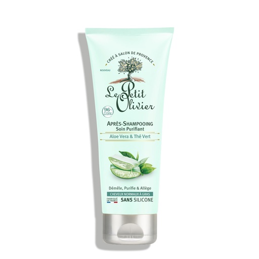 [LPOY61.ASP200] LE PETIT OLIVIER Aloe Vera & Thé Vert - Après-shampooing purifiant pour cheveux normaux à gras - 200ml