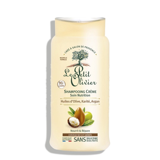 [LPOY60.SCC250] LE PETIT OLIVIER Huile d'Olive, Karité, Argan - Shampooing crème soin nutrition pour cheveux secs et abîmés - 250ml